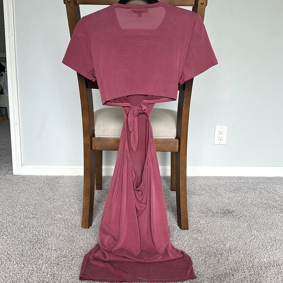 Tatum Washed Burgundy Tie-Front Cutout Dress - Picture 7 of 7